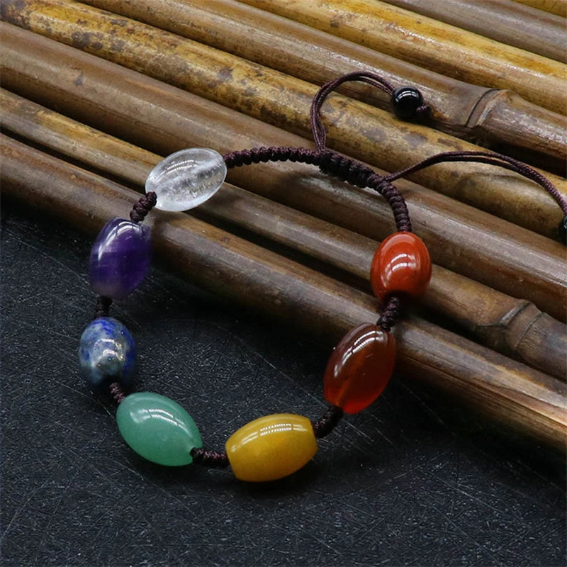 Seven Chakra Braided Natural Stone Yoga Bracelet Retro Lapis Bucket Beads Girlfriends Couple Crystal Agate Prayer Weave Bracelet