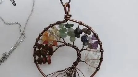 Tree of Life Pendant Amethyst Rose Crystal Necklace Gemstone Chakra Jewelry